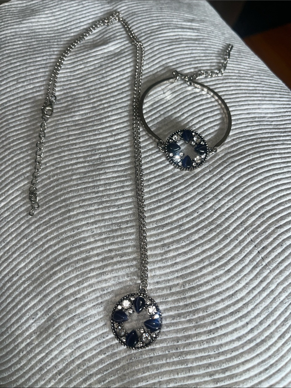 paparazzi Silver-Tone Necklace & Bracelet Set with Blue Stones